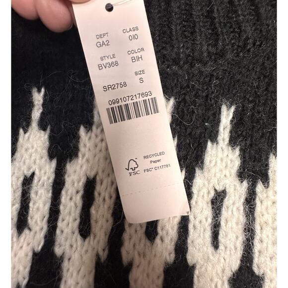 J.Crew Women Fair Isle Wool Alpaca Blend Sweater Gray Black White Nordic Sz M - Picture 4 of 16